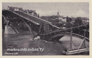 Marburg an der Drau, zerstörte Draubrücke - Marburg an der Drau / Maribor - alte historische Fotos Ansichten Bilder Aufnahmen Ansichtskarten 