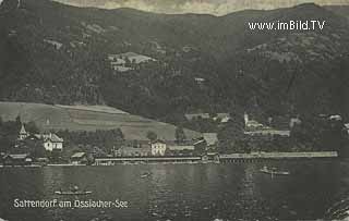 Sattendorf vom See - Europa - alte historische Fotos Ansichten Bilder Aufnahmen Ansichtskarten 