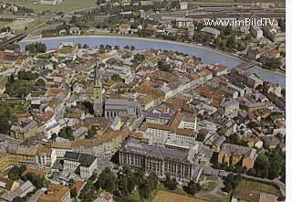 Luftbild Villach Innenstadt - alte historische Fotos Ansichten Bilder Aufnahmen Ansichtskarten 
