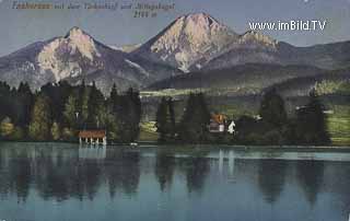 Faakersee Insel mit Mittagskogel und Türkenkopf - alte historische Fotos Ansichten Bilder Aufnahmen Ansichtskarten 