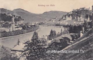 Salzburg von Mülln - Oesterreich - alte historische Fotos Ansichten Bilder Aufnahmen Ansichtskarten 