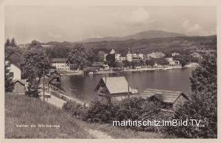 Velden, Blick über die Bucht zum Schloßhotel  - Oesterreich - alte historische Fotos Ansichten Bilder Aufnahmen Ansichtskarten 