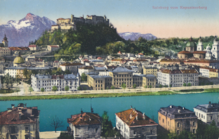 Salzburg vom Kapuzinerberg - alte historische Fotos Ansichten Bilder Aufnahmen Ansichtskarten 