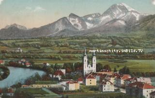 Blick von der Draubrücke auf die Kreuzkirche - Oesterreich - alte historische Fotos Ansichten Bilder Aufnahmen Ansichtskarten 