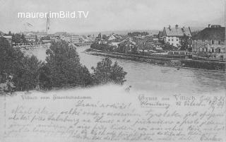 Villach vom Eisenbahndamm - alte historische Fotos Ansichten Bilder Aufnahmen Ansichtskarten 