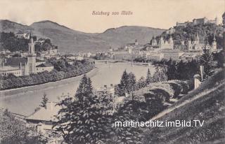 Salzburg von Mülln - alte historische Fotos Ansichten Bilder Aufnahmen Ansichtskarten 