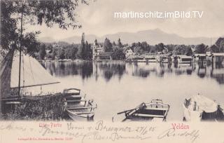 Velden, Blick in die Westbucht mit Schloss Velden - alte historische Fotos Ansichten Bilder Aufnahmen Ansichtskarten 