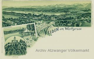3 Bild Litho Karte Velden am Wörthersee - alte historische Fotos Ansichten Bilder Aufnahmen Ansichtskarten 