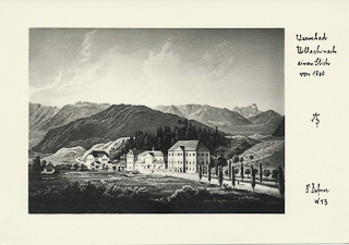 Warmbad nach einem Stich von 1860 - Villach-Warmbad-Judendorf - alte historische Fotos Ansichten Bilder Aufnahmen Ansichtskarten 