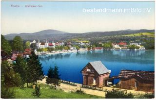 Velden - Totale mit Bootshaus - Velden am Wörther See - alte historische Fotos Ansichten Bilder Aufnahmen Ansichtskarten 