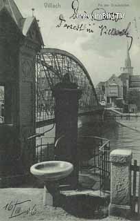 Villach - Draubrücke mit Brunnen - Draupromenade - alte historische Fotos Ansichten Bilder Aufnahmen Ansichtskarten 