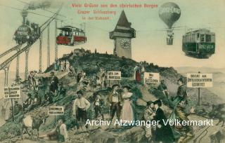 Grazer Schlossberg in der Zukunft  - Oesterreich - alte historische Fotos Ansichten Bilder Aufnahmen Ansichtskarten 