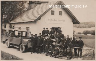 Spritzenhaus Drobollach mit Feuerwehrmannschaft - Villach - alte historische Fotos Ansichten Bilder Aufnahmen Ansichtskarten 