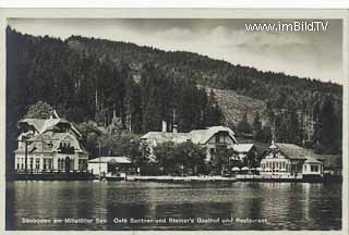 Seeboden - Cafe Santner und Steiners Gsthof - Seeboden - alte historische Fotos Ansichten Bilder Aufnahmen Ansichtskarten 