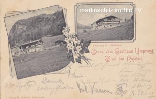 2 Bild Litho Karte - Gasthof Ursprung bei Kufstein - Kufstein - alte historische Fotos Ansichten Bilder Aufnahmen Ansichtskarten 