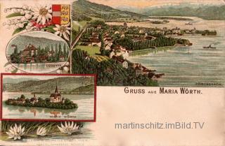 3 Bild Litho Karte - Maria Wörth - alte historische Fotos Ansichten Bilder Aufnahmen Ansichtskarten 