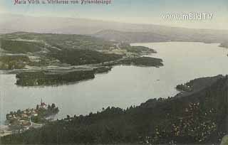 Maria Wörth vom Pyramidenkogel - Klagenfurt Land - alte historische Fotos Ansichten Bilder Aufnahmen Ansichtskarten 