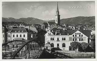 Alte Stadtbrücke mit Blick auf den Hauptplatz - Kärnten - alte historische Fotos Ansichten Bilder Aufnahmen Ansichtskarten 