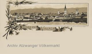 Litho Karte Villach - alte historische Fotos Ansichten Bilder Aufnahmen Ansichtskarten 