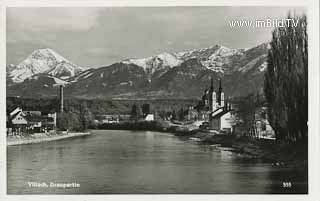 Aussicht von der Draubrücke - Villach-Innere Stadt - alte historische Fotos Ansichten Bilder Aufnahmen Ansichtskarten 