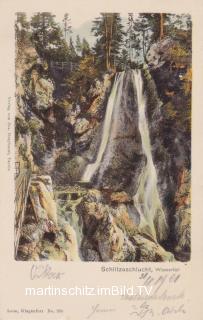 Wasserfall in der Schlitzaschlucht - Friaul Julisch Venetien - alte historische Fotos Ansichten Bilder Aufnahmen Ansichtskarten 