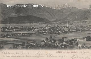Panoramaansicht auf Villach und den Mangart - Kärnten - alte historische Fotos Ansichten Bilder Aufnahmen Ansichtskarten 