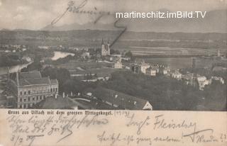 Blick auf die Kreuzkirche - Villach-St. Agathen und Perau - alte historische Fotos Ansichten Bilder Aufnahmen Ansichtskarten 