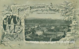 Klagenfurt Neujahrskarte, Blick auf die Karawanken - Klagenfurt am Wörthersee - alte historische Fotos Ansichten Bilder Aufnahmen Ansichtskarten 