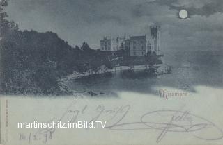 Trieste, Schloß Miramar - Mondscheinkarte  - alte historische Fotos Ansichten Bilder Aufnahmen Ansichtskarten 