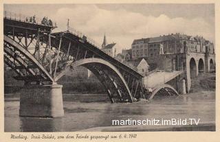 Marburg an der Drau, zerstörte Draubrücke - alte historische Fotos Ansichten Bilder Aufnahmen Ansichtskarten 
