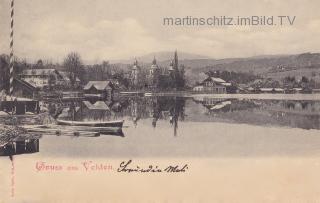Velden, Westbucht mit Schloß Velden - Europa - alte historische Fotos Ansichten Bilder Aufnahmen Ansichtskarten 