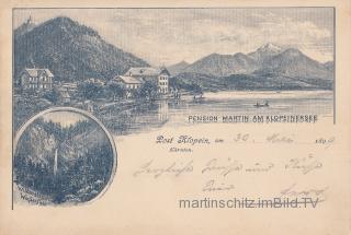 2 Bild Litho Karte - Pension Martin Klopeinersee - St. Kanzian am Klopeiner See - alte historische Fotos Ansichten Bilder Aufnahmen Ansichtskarten 