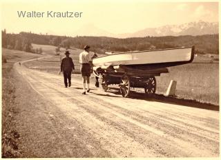 Maria Gai, Transport eines Seegelbootes - Oesterreich - alte historische Fotos Ansichten Bilder Aufnahmen Ansichtskarten 