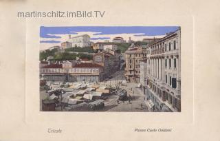 Triest, Piazza Carlo Goldoni - Prägekarte - Friaul Julisch Venetien - alte historische Fotos Ansichten Bilder Aufnahmen Ansichtskarten 