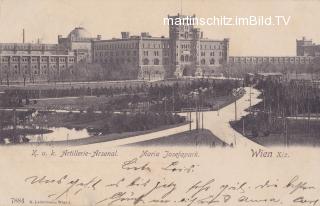 Wien, K.K. Artilleriee Arsenal u. Maria Josef Park - Wien 10.,Favoriten - alte historische Fotos Ansichten Bilder Aufnahmen Ansichtskarten 