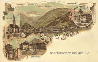 5 Bild Litho Karte - Bozen - Bozen / Bolzano (Balsan, Bulsan) - alte historische Fotos Ansichten Bilder Aufnahmen Ansichtskarten 