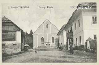Zlan - Unterberg mit evang. Kirche - Europa - alte historische Fotos Ansichten Bilder Aufnahmen Ansichtskarten 