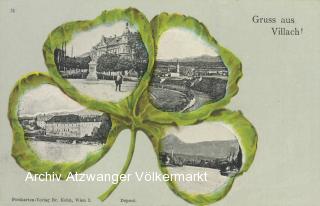 Villach 4 Bild Grusskarte  - Villach - alte historische Fotos Ansichten Bilder Aufnahmen Ansichtskarten 