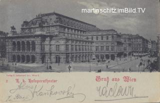 Wien, K.K. Hofoperntheater - Mondscheinkarte  - alte historische Fotos Ansichten Bilder Aufnahmen Ansichtskarten 