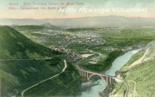 Wocheinerbahn - Salcanobrücke und Blick auf Görz - Neu-Görz / Nova Gorica - alte historische Fotos Ansichten Bilder Aufnahmen Ansichtskarten 