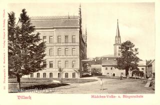Das Mädchenschulhaus in der Khevenhüllergasse - Villach - alte historische Fotos Ansichten Bilder Aufnahmen Ansichtskarten 