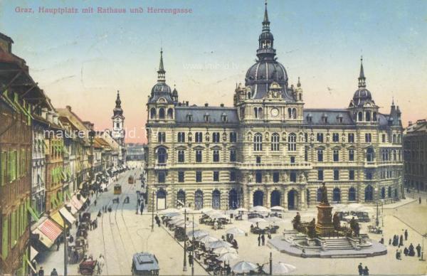 1912 - Graz - Rathaus und Herrengasse