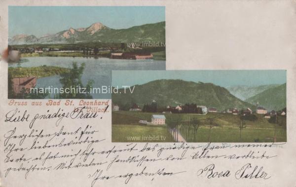 1901 - 2 Bild Litho Karte - Villach, St. Leonharder See