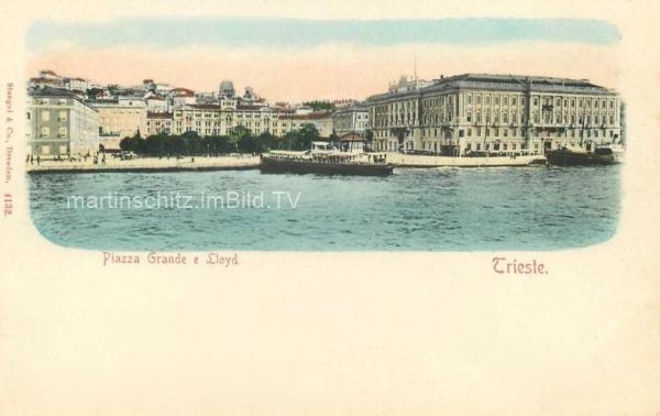 um 1900 - Triest, Piazza Grande mit Rathaus und Lloyd