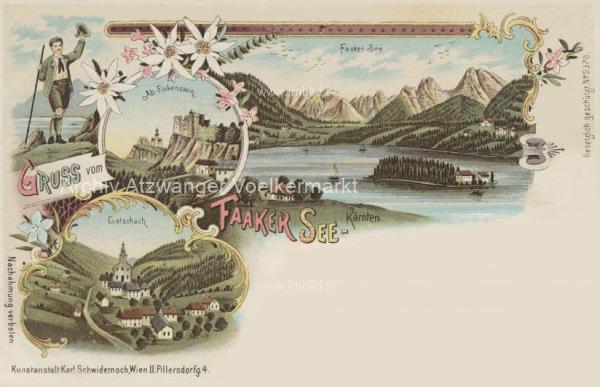 1898 - 4 Bild Litho Karte Faakersee
