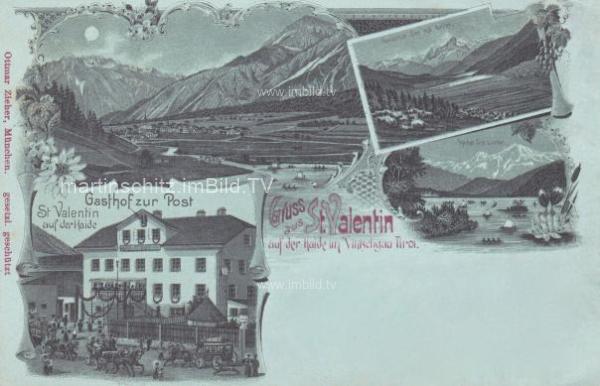 1898 - 4 Bild Litho - Mondscheinkarte - St. Valentin 