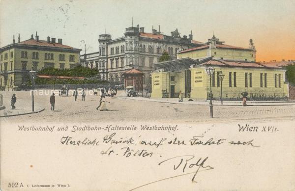 um 1905 - Westbahnhof und Stadtbahnhaltestelle