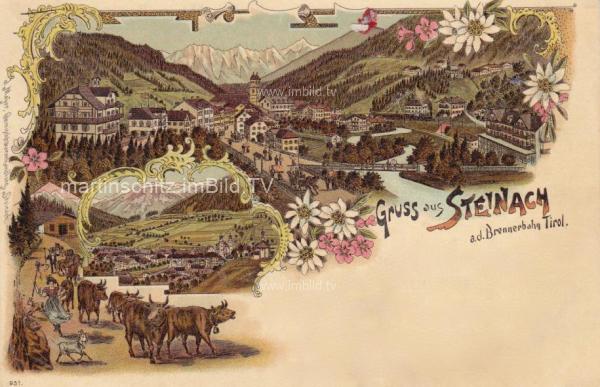 1898 - 3 Bild Litho Karte - Steinach an der Brennerbahn 