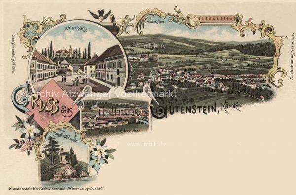 1899 - 4 Bild Litho Karte Gutenstein