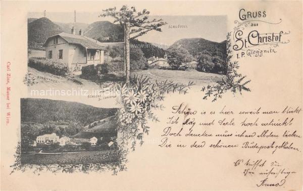 1900 - 3 Bild Schmuckkarte - St. Christof bei Gloggnitz